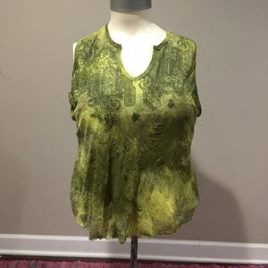 🎂 Lane Bryant Sheer Sleeveless Top Green Sz 14/16